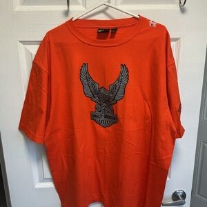 Harley-Davidson Orange Graphic T-Shirt Sz XL